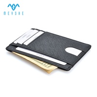 Dompet Kartu Kulit Asli Tipis Anti RFID dengan Pola Embos Tanpa Penutup untuk Kartu Kredit & Identitas