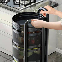 Paniers de cuisine rotatifs à 360 degrés Support de stockage de fruits et légumes Étagère multifonctionnelle ronde en métal pour la maison avec roues