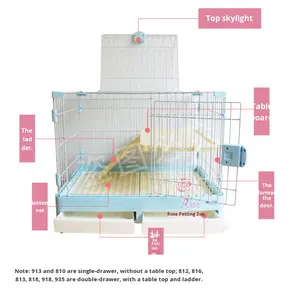 Tavşan evi gine domuz Hamster kafes katı demir çevre dostu çift katlı Villa High-End küçük hayvan Pet plastik tepsi ile - Product Image 5