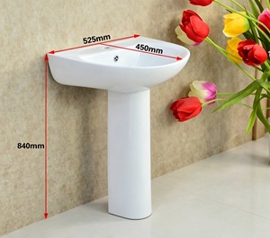 Lavabo quadrato moderno in ceramica <span class=keywords><strong>con</strong></span> <span class=keywords><strong>colonna</strong></span>, lavabo a <span class=keywords><strong>colonna</strong></span> per hotel e ospedali, <span class=keywords><strong>con</strong></span> foro singolo per uso lavanderia - Product Image 3