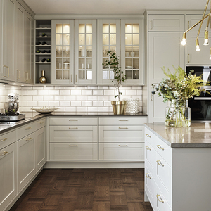 Độ Bóng Cao Bằng Gỗ Trắng PVC/Sơn Mài Cửa Mdf Tường Lưu Trữ Với Đảo Cơ Sở Chìm Thiết Kế Tủ Bếp Đơn Vị Tủ - Product Image 1