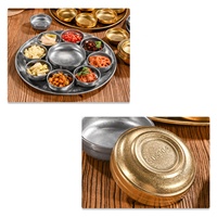 Ensemble de petits plats à sauce en acier inoxydable argenté mat rétro, empilables, avec plusieurs compartiments, pour la cuisine coréenne, le buffet