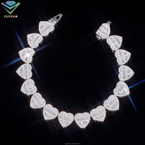 Trendy Heart Style Cuban <b>Bracelet</b> Fine Jewelry S925 Sterling Silver Hip Hop <b>Bracelet</b> VVS Moissanite Iced Out Cuban <b>Bracelet</b> - Product Image 1