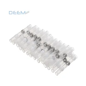 DEEM 100 pcs Solder Seal Heat Shrink Butt Connectors Electrical Wire Connector WHITE