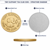 Pièce de monnaie commémorative personnalisée en alliage de zinc avec relief 3D, petit éléphant, souvenir métallique du club du thé, avec boîte, sans quantité minimale de commande
