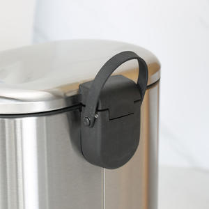 Cubo de Basura de Acero Inoxidable Cilíndrico de 2 kg, Silencioso, con Cierre Suave, Accionado con el Pie, para Interiores, en Negro, Blanco y Plateado - Product Image 1