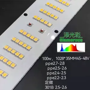 100W 48V Ppf 2.2 ~ 2.4 Papan PCB untuk Lampu Pertumbuhan Tanaman Spektrum Penuh Plus 660nm Lampu Merah 2835 Led