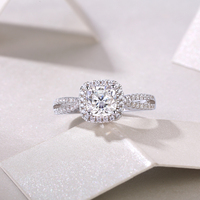 Prix usine 13052 Double doigt mariage fiançailles ensemble gros diamant et Moissanite anneaux ronds pour les Couples