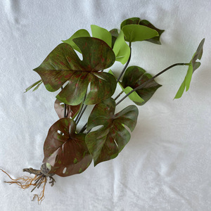 Suzume Ii - Planta Artificial de Plástico Monstera Deliciosa de 12 Cabezas, 55 cm, Roja y Verde, Decoración de Interiores para el Hogar, Bonsái - Product Image 4