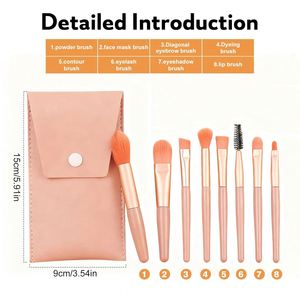 Juego de Brochas Personalizadas de 8 Piezas, Kit con Bolsa de Brochas de Maquillaje con Flor de Nacimiento Personalizada - Product Image 4