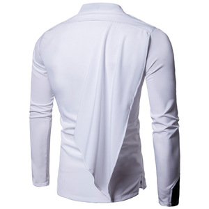 Camicia da <span class=keywords><strong>uomo</strong></span> con colletto rialzato a maniche lunghe con taglio di personalità Slim da <span class=keywords><strong>uomo</strong></span> anche sciarpa sottile e Casual camicia da <span class=keywords><strong>uomo</strong></span> - Product Image 6