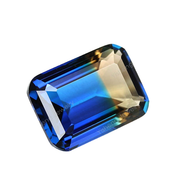 バイカラーサファイア エメラルドカット スリランカ産0.38ct