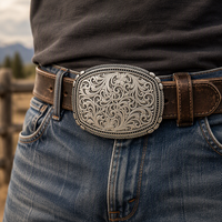 Boucle de ceinture en métal antique personnalisée, alliage de zinc, style western cowboy, pour ceinture en cuir, vente en gros, lot en boîte cadeau pour hommes et femmes