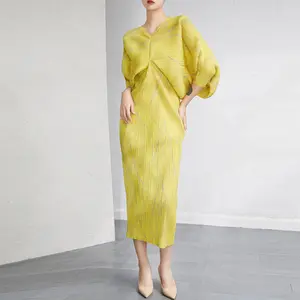 2023 האחרון מיאקי עיצוב קפלים שמלת אישה רופף דיגיטלי הדפסת עטלף שרוול שמלת ערב שמלות אפריקאיות נשים בגדים
