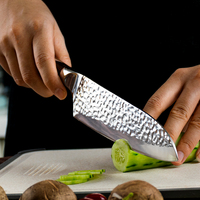 Couteau Santoku universel professionnel de cuisine japonaise STELLAR 7 pouces en acier inoxydable 5Cr15 avec manche en bois Pakka, ambidextre