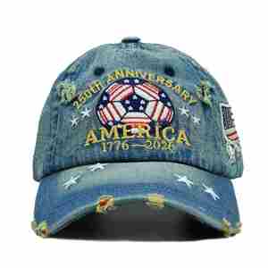 Casquette de baseball 250e anniversaire du football en PVC, 6 panneaux, réglable, pour hommes et femmes, avec logo personnalisé, États-Unis, Canada, Mexique - Product Image 2
