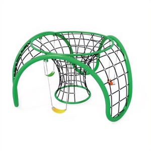 Structure de jeu triangulaire noire de haute qualité avec toboggan orange, balançoires, <span class=keywords><strong>zone</strong></span> d'escalade et tabourets champignons pour parc - Product Image 1