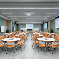 Mesa y silla de entrenamiento plegables hexagonales, mesa de conferencias circular trapezoidal móvil y plegable, mesa inteligente para el aula.