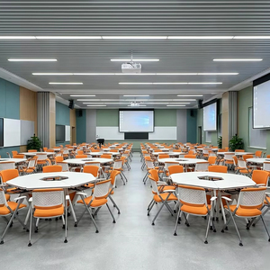 Mesa y silla <span class=keywords><strong>de</strong></span> entrenamiento plegables hexagonales, mesa <span class=keywords><strong>de</strong></span> conferencias circular trapezoidal móvil y plegable, mesa inteligente para el aula. - Product Image 4