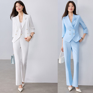 Women's Suit Set Three Quarter Sleeve Satin Anti-Wrinkle Formal Work Wear Commuting Outfit - Product Image 1