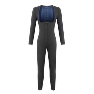 Combinaison de sport pour femme à manches courtes été 2024 avec fermeture éclair intégrale pour la course à pied, l'entraînement et la transpiration, noire, logo personnalisé <span class=keywords><strong>Cyrus</strong></span> - Product Image 3