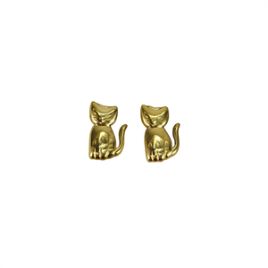Fashion Stud <b>Earrings</b> <b>Cat</b> Shape PVD Gold Plated 316L Stainless Steel Sustainable Resistant Jewelry - Product Image 2