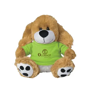 Yangzhou Fabriek Maatwerk Leuke En Knuffelig Promotionele Knuffel Pluche Grote Poot Hond Pop W/Custom Shirt-8.5 inches