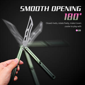 Couteau pliant en alliage d'aluminium dégradé exquis, sûr pour les débutants, idéal pour l'entraînement en extérieur, couteau Balisong - Product Image 2