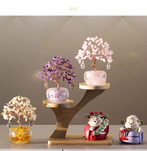 Màu hồng tự nhiên Thạch Anh Tím Vàng Pha Lê cây thần sự giàu có văn phòng trạm Máy tính để bàn phong thủy đồ trang trí lối vào cây may mắn - Product Image 5