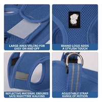 Harnais pour chat en maille polyester respirante avec réflecteur 3M, anti-évasion, boucle à dégagement rapide, hypoallergénique, durable pour la promenade des chiens