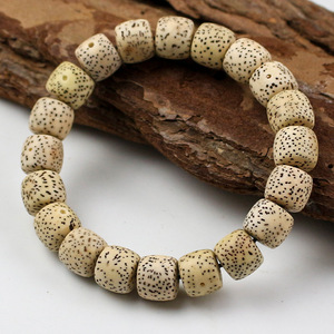 Pulsera de Semillas de Bodhi de Hainan, Cuentas Rectas de 9x10mm, Semillas Antiguas Naturalmente Envejecidas, Joyería Religiosa Unisex para Ceremonias - Product Image 3
