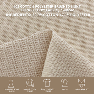 Tissu en molleton brossé léger 40S coton polyester, largeur 190 cm, 140 g/m², maille douce pour polos, vêtements de travail - Product Image 2