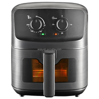 4.5L Fenêtre en verre visible Friteuse électrique Double Panier Grill Contrôle numérique Affichage LCD Carré Design en acier inoxydable