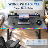 Table de jeu AOR E-Sports en fibre de carbone, bureau ergonomique avec éclairage RVB, design moderne extensible, vente en gros d'usine