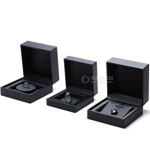 Luxury Wholesale Black <b>Custom</b> Premium PU Leather Set Boxes for Necklace Bracelet <b>Ring</b> Earrings Boxes Jewelry Box - Product Image 3