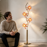 Lampe sur pied LED Lotus rose moderne en fer forgé, base E26, pour une touche zen et élégante aux coins du salon – Nouveauté tendance pour la décoration intérieure