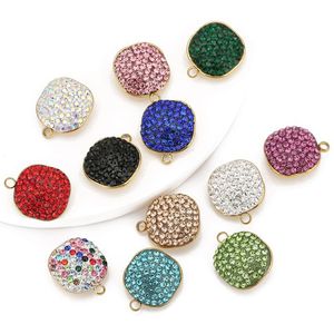 Pendentif carré en acier inoxydable avec strass, mosaïque colorée pour la fabrication de colliers, accessoire de bijoux DIY - Product Image 1