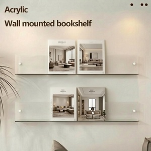 Modern <b>Wall</b>-Mounted Floating <b>Shelf</b> Metal Parts Transparent Acrylic Display Rack for Magazines and <b>Books</b> company and Home Decor - Product Image 4