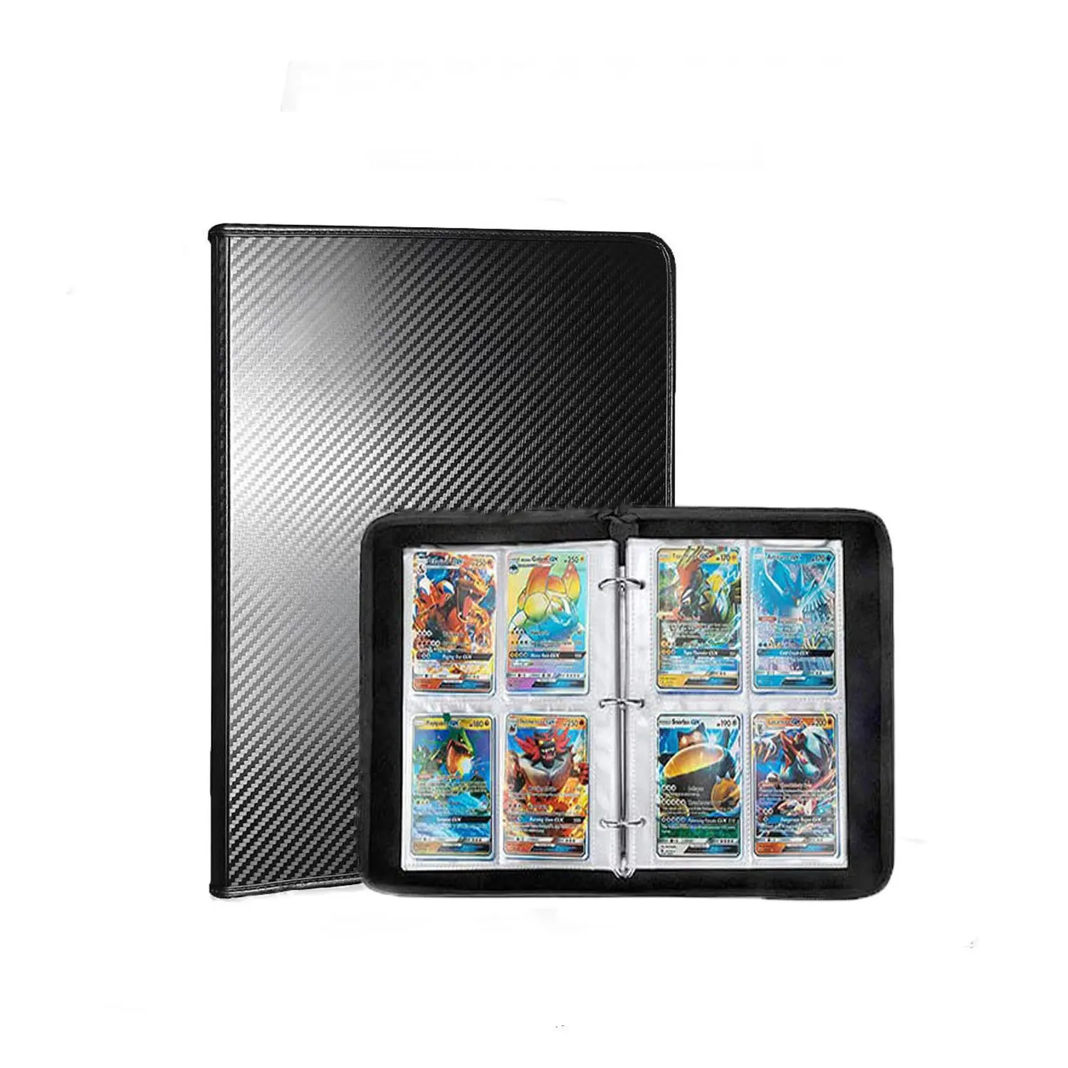 3x4 фотоальбом из углеродного волокна и пластика, полипропиленовый Премиум полиуретан, карманный топлодер на молнии, папка для визиток, подача заявки на карты Pokemon