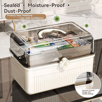Boîte de rangement pour médicaments en plastique PP pliable à 3 niveaux, écologique, portable, classique, carrée, grande capacité, gain de place