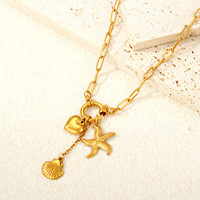 Collier avec pendentif en forme de cœur en perle, plaqué or 18 carats, acier inoxydable de haute qualité, bijoux de luxe non décolorants, collier en acier inoxydable