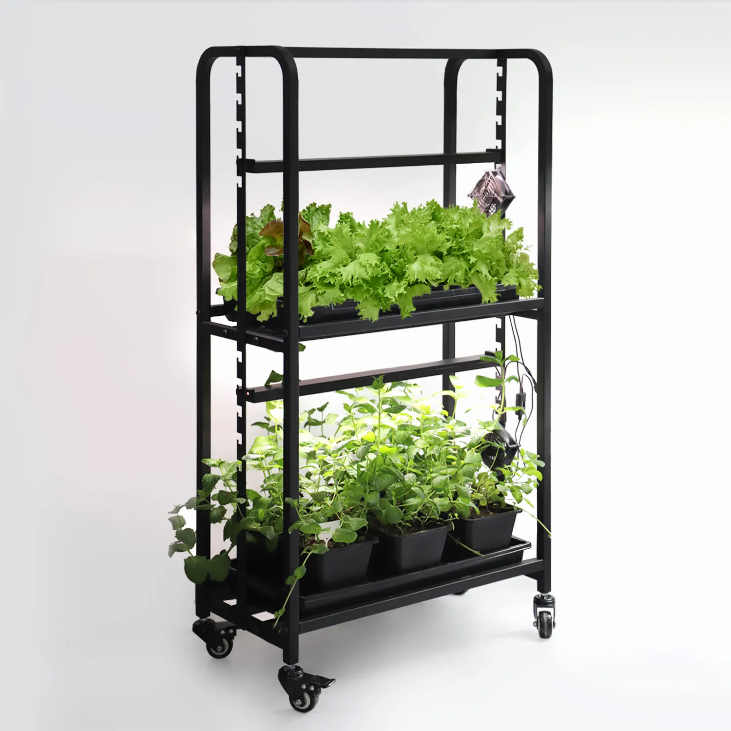 2 Tier nhà thông minh làm vườn trồng thẳng đứng hệ thống 32 Wát microgreen Clone LED kệ với bánh xe cho các nhà máy trong nhà