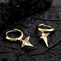 Boucles d'oreilles pendantes unisexes en forme de croix, plaquées or, avec zircon, pour fêtes et occasions spéciales, bijoux tendance