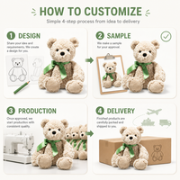 Peluche d'ours brodée sur mesure, directement de l'usine, pour le soulagement du stress, personnage en peluche OEM ODM pour marques IP originales