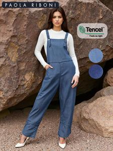 Pantalones Vaqueros de Mujer de Cintura Alta con Botones, Nueva Moda Casual, Holgados, de Pierna Ancha, con Tirantes - Product Image 1