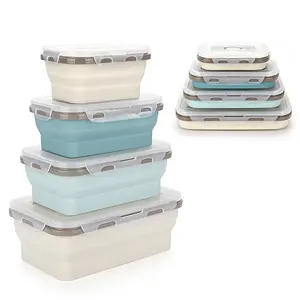 环保可折叠饭盒折叠餐桶模块化食品容器硅胶饭盒
