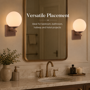 Luxury Modern Opal Glass Globe Indoor <b>Wall</b> Light Antique Brass <b>Wall</b> <b>Sconce</b> for Bedroom Bathroom Hallway Hotel Interior Lighting - Product Image 4
