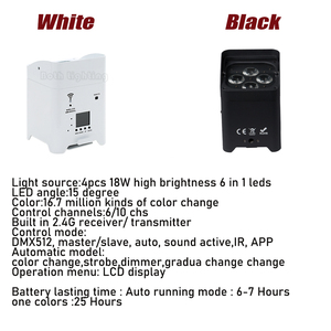 10pcs với trường hợp S4 <span class=keywords><strong>uplight</strong></span> pin & không dây DMX <span class=keywords><strong>4x18W</strong></span> rgbwauv <span class=keywords><strong>6in1</strong></span> wifi từ xa đám cưới <span class=keywords><strong>uplight</strong></span> - Product Image 3