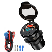 Chargeur de voiture modifié 12-24V 66W avec interrupteur marche/arrêt, charge rapide, double port USB Type C PD QC3.0 pour voitures et motos