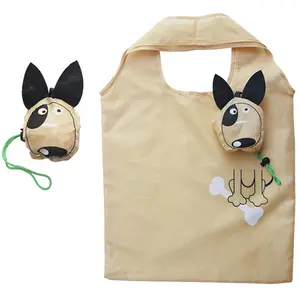 Low price custom design cartoon dog large capacity folding travel bag tote bag folding shopping bag